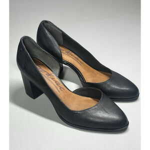 Zodiac Gracie Leather Heels Womens 8 Black d'Orsay Block Heel Shoes Slip On